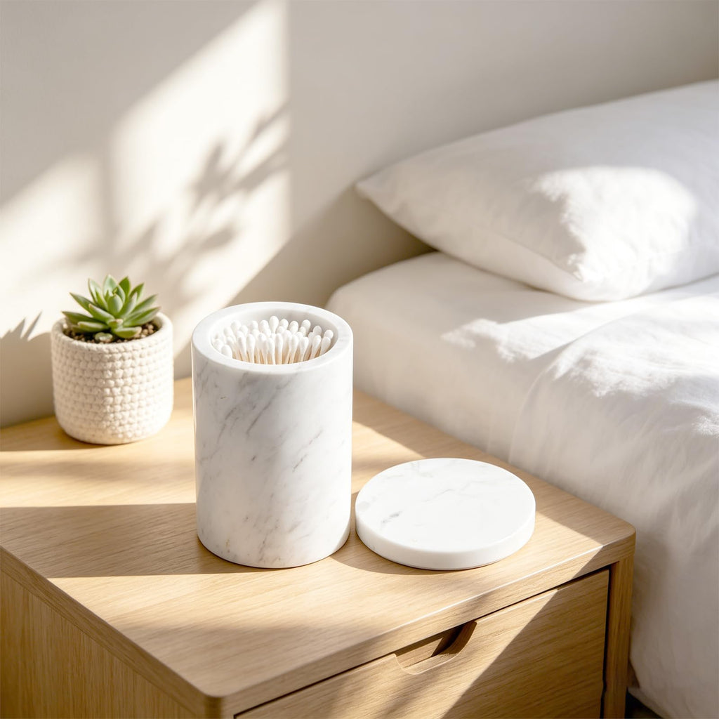 Natural Marble Canister with Lid, Non-slip Large Storage Container