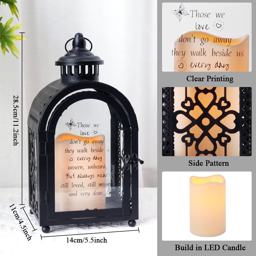Memorial Lantern 11'' H Walk Beside Us Remembrance Lantern Black