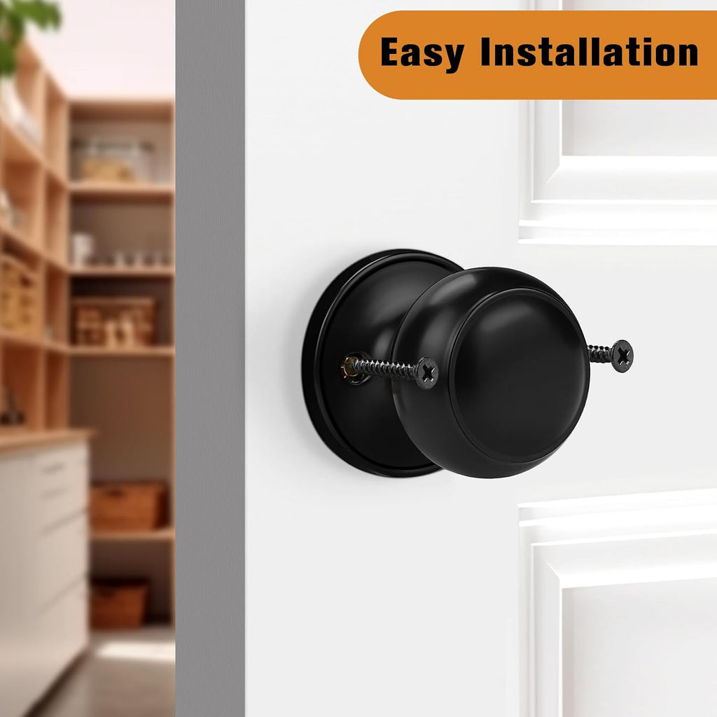 2 Pack Single Side Dummy Knobs, Matte Black Finish, Non-Turning Inactive Interior Door Handles, French Door Pulls