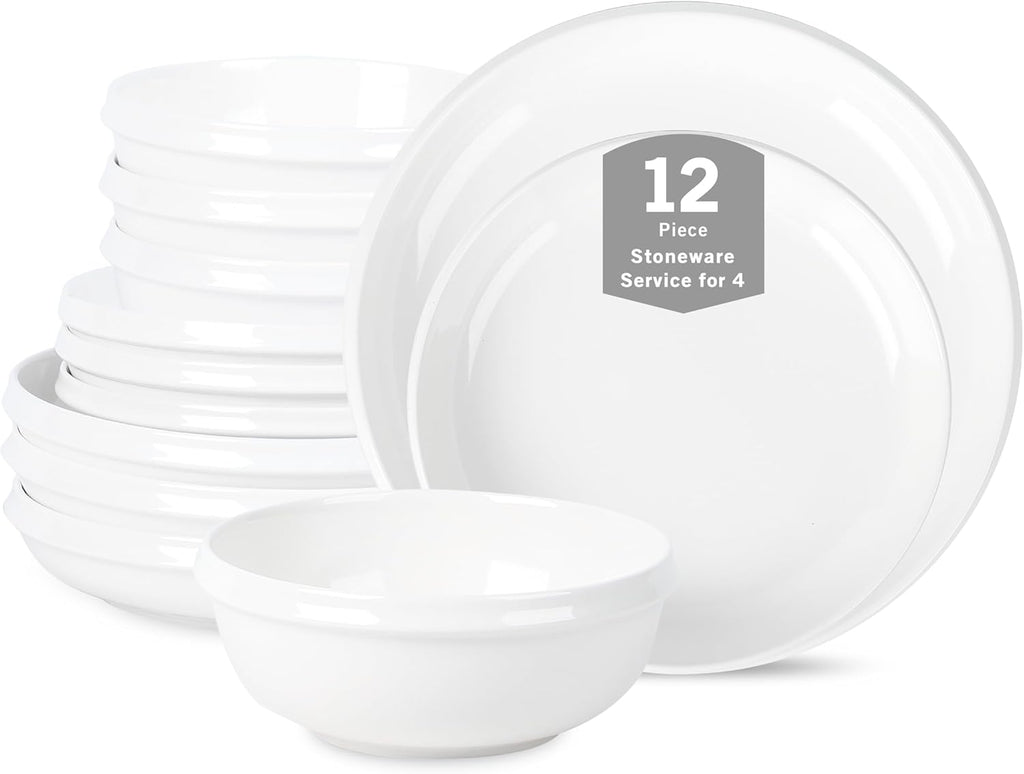 Verso 12-Piece Dinnerware Set Porcelain, White