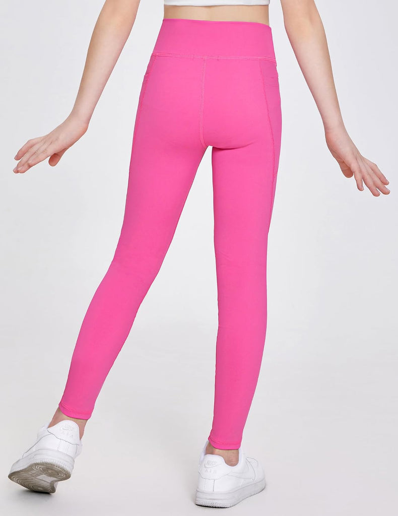 Girls Athletic Leggings Kids High Waist Yoga Pants with Pockets