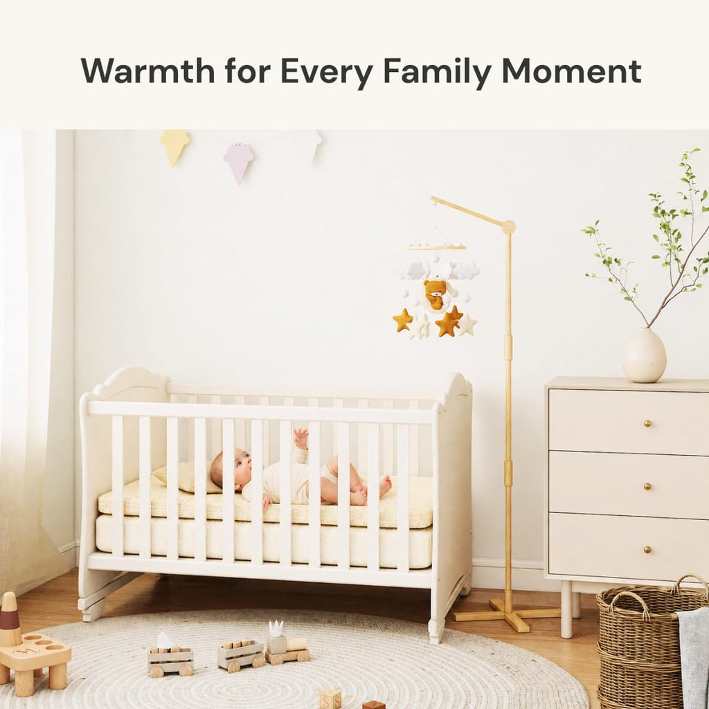 Crib Mobile Arm Wooden Floor Standing - 61 Inches Mobile Arm for Crib|Movable Baby Mobile Hanger|Strong Anti-Dumping