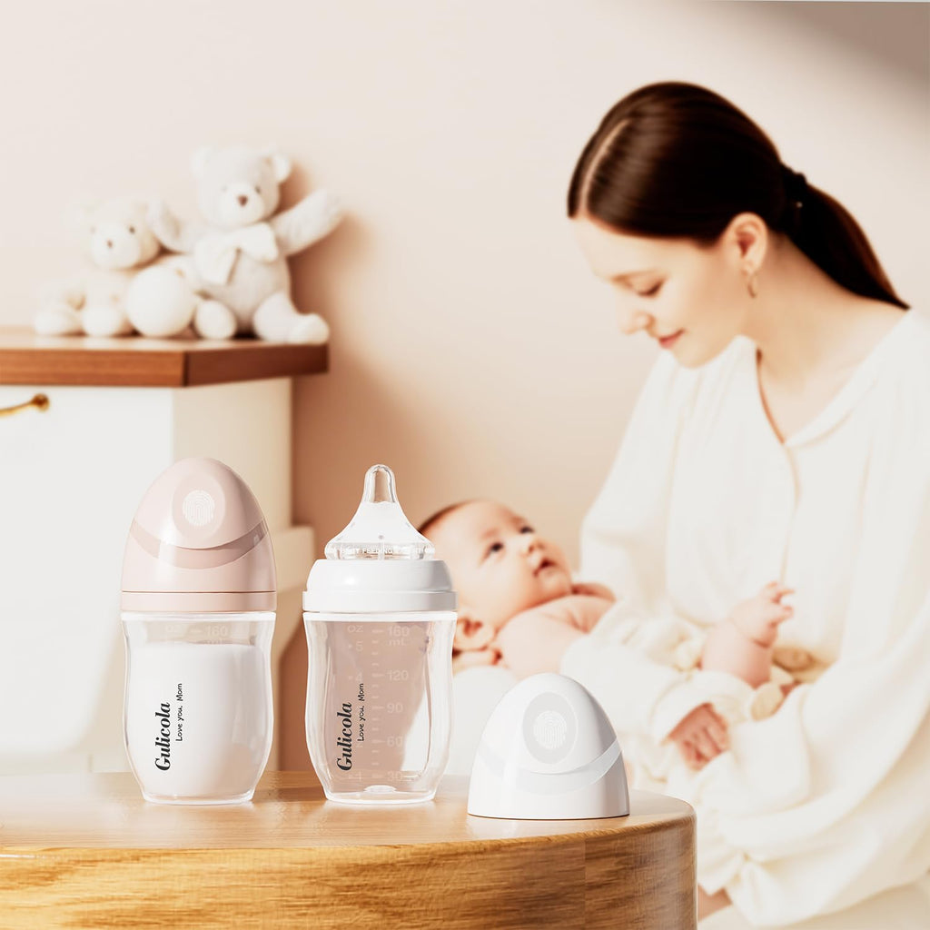 PP (NOT Glass) Baby Breastfeeding Bottles, Medium Flow Nipples (M), 3 Months +, Wide Neck, White, 8 oz - 4 Pack