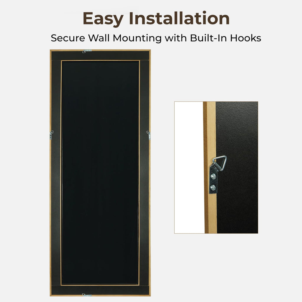 Rattan Wall Mirror Rectangle, 24 X 60 inch Rattan Mirror with Wooden Framed for Wall Decor Bathroom, Living Room