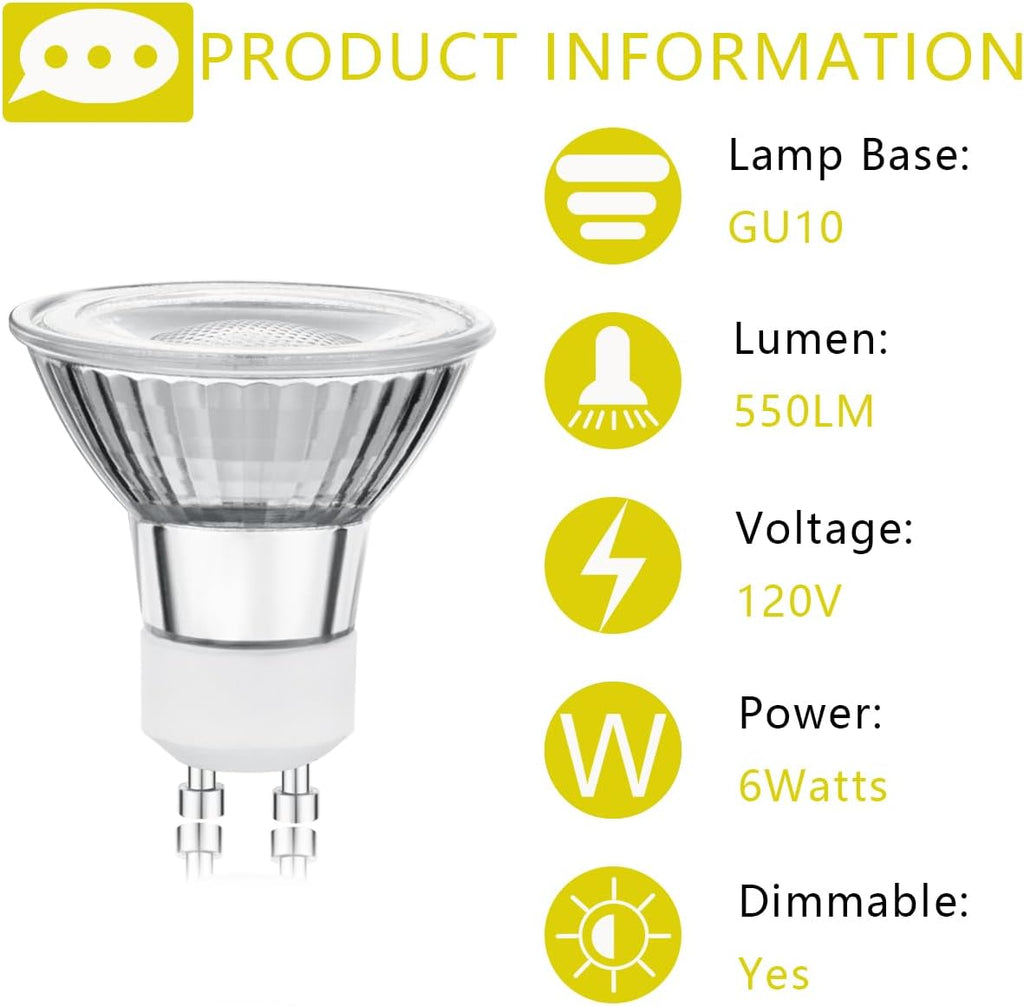 6W LED GU10 Range Hood Light Bulbs,LED Stove Appliance Light Bulb, Replaces 50W Halogen Light Bulb, Dimmable 550LM