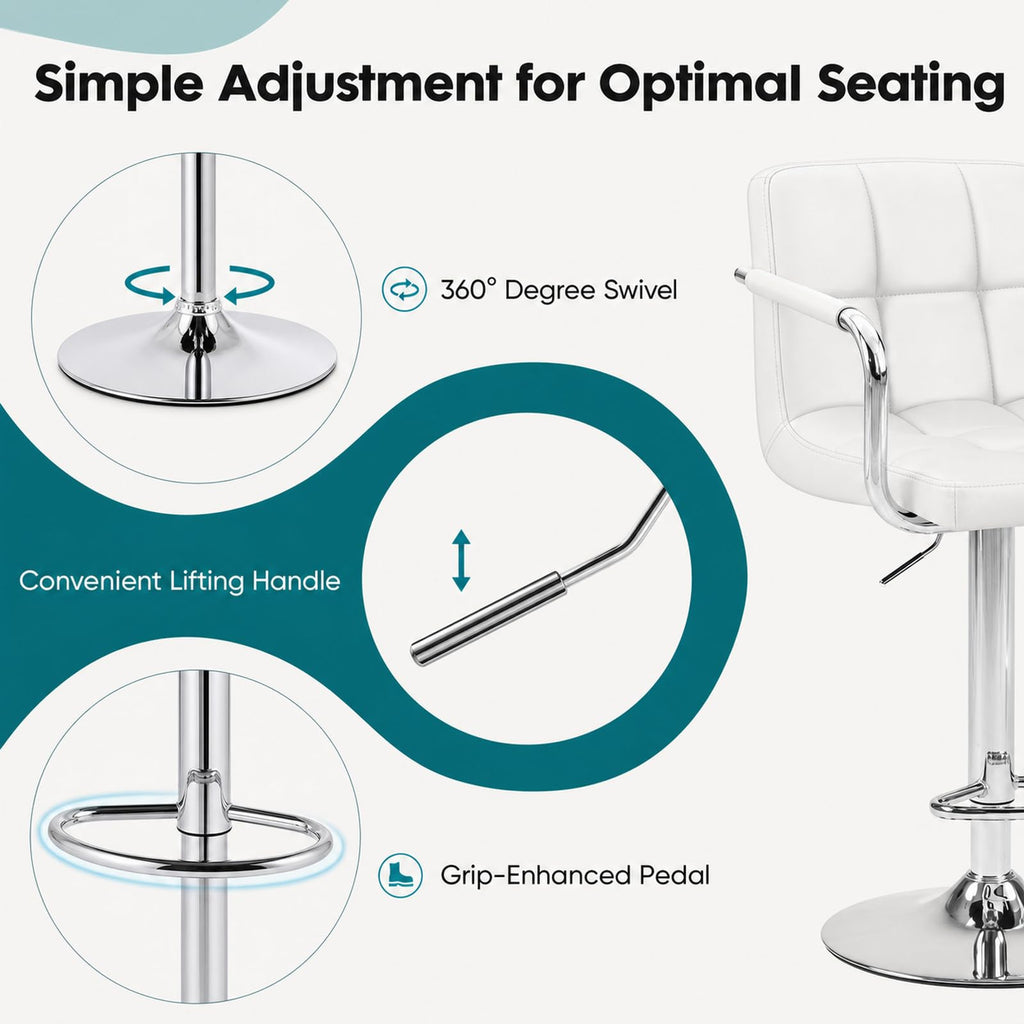 Swivel Bar Stools Set of 4, PU Leather Counter Stool with Armrest