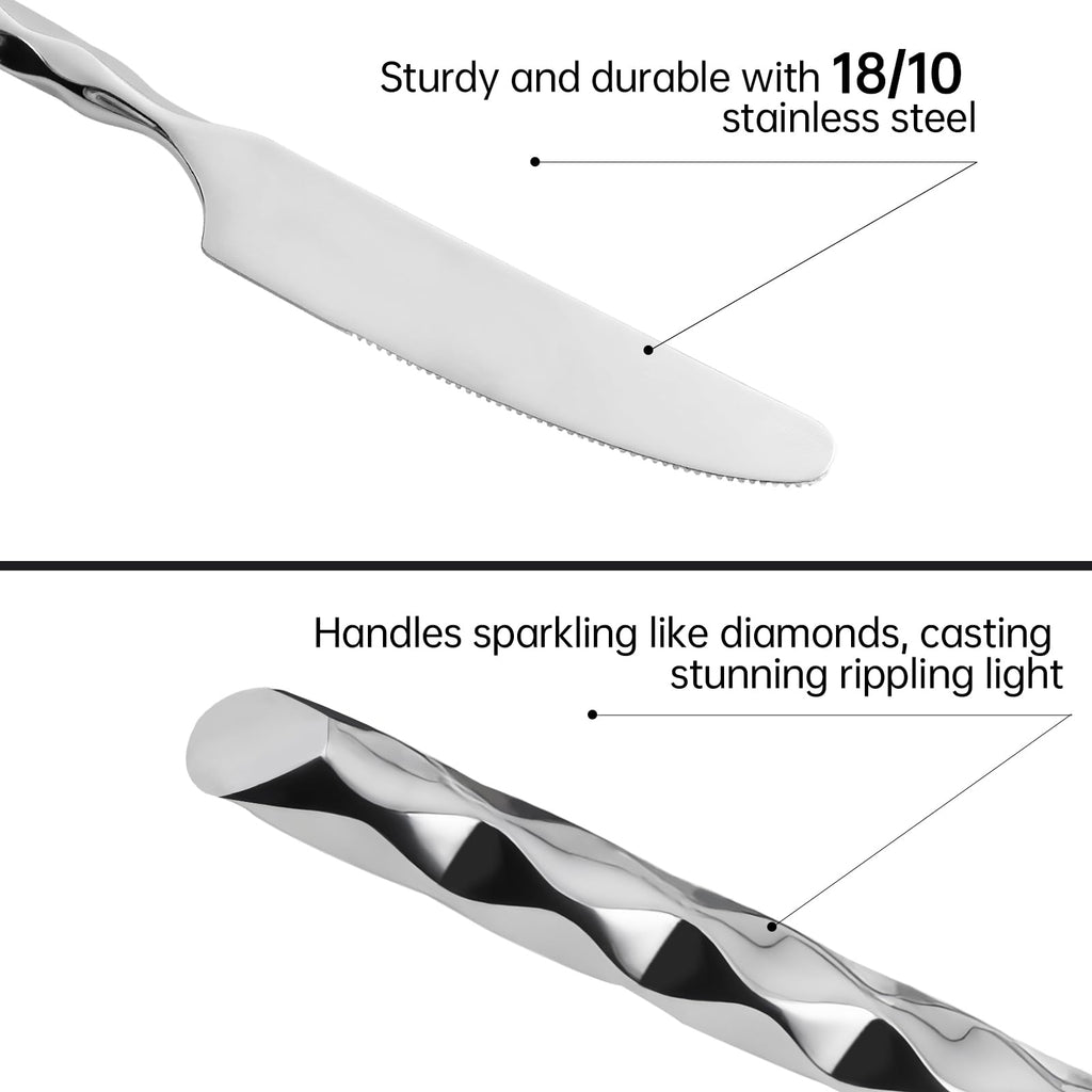 Silverware Set Twisted Wave Pattern Handle 40 Pieces Service for 8