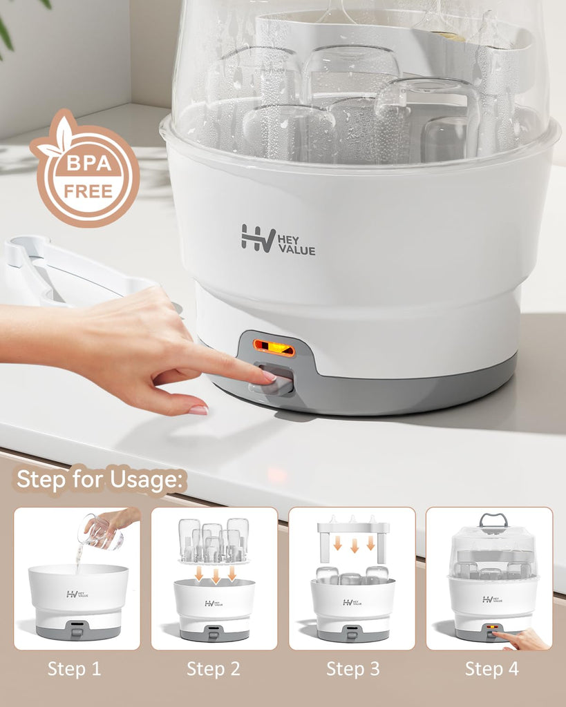 Smart-Steam Bottle Sterilizer for Baby Bottles & Breast Pump Parts