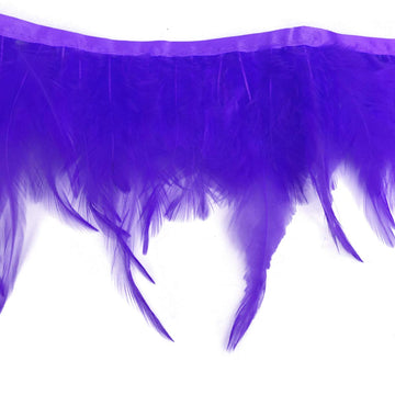 Rooster Hackle Feather Trim Fringe for DIY Clothing Craft Dress Decoration(Purple) - 2yards