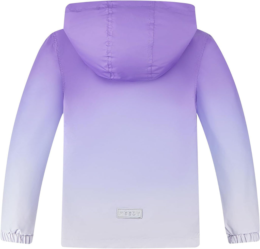 Girls Rain Jacket Lightweight Waterproof Hooded Cotton Lined Raincoat Windbreaker for Kids
