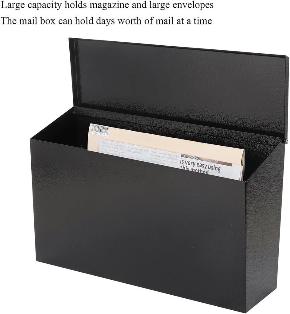 Locking Wall Mount Mailbox, Stainless Steel Mailboxes with Secure Key Lock and Newspaper Compartment, HPB2203 Silver