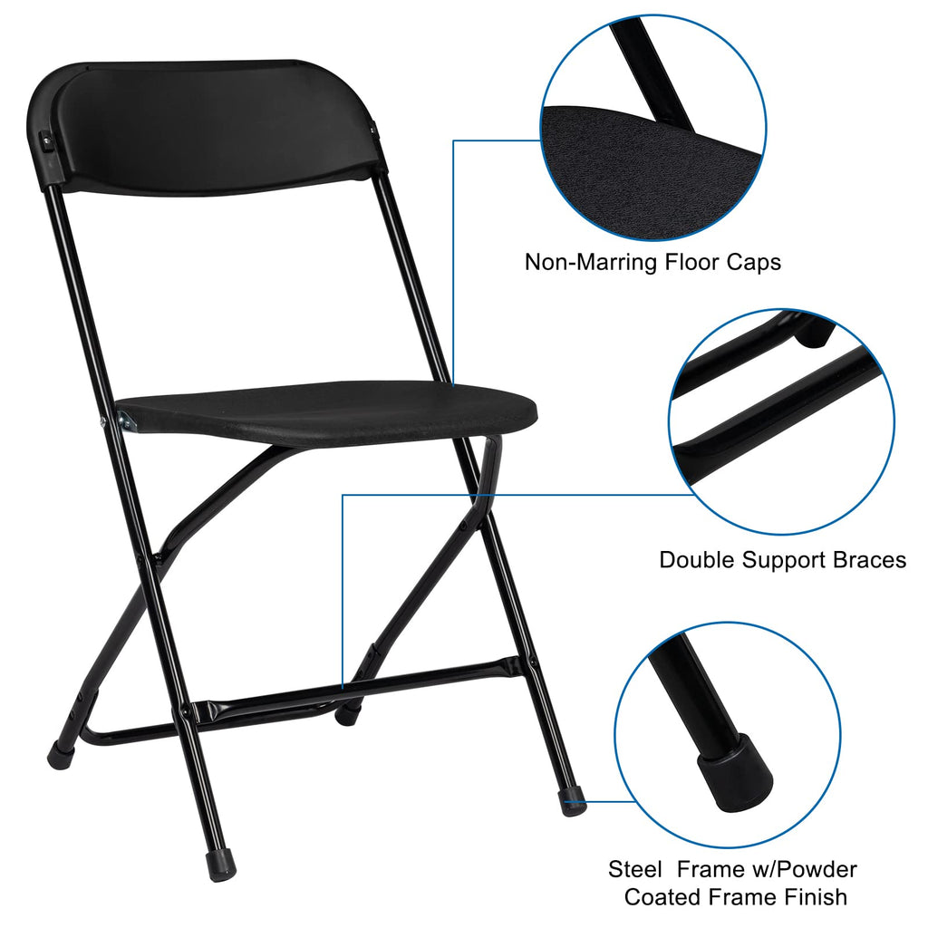 4pcs Folding Chair, Plastic Chairs with 330-Pound Capacity, Easy to Fold and Store Suitable for Indoor & Outdoor