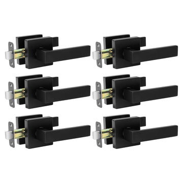 Matte Black Interior Door Handle No Lock, Passage Door Levers 6 Pack