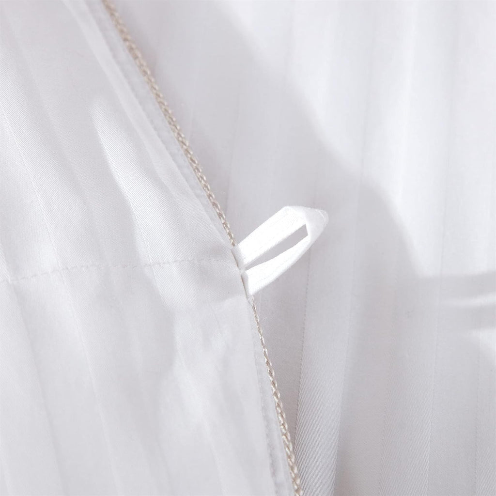 Luxurious All-Season Goose Down Comforter Duvet Insert, Exquisite Oversize Olympic Queen White Stripe Design, 98" X