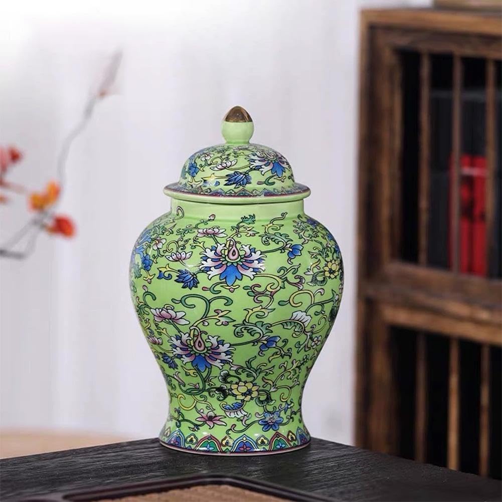 Blue and White Ginger Jar with Lid,Chinoiserie Porcelain Ginger Jars Airtight,Antique Style Porcelain Gingers