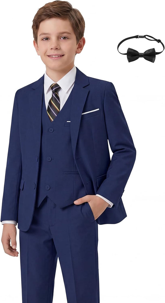 Boys' Formal Suit Set,Slim Fit Tuxedo Wedding Suit with Adjustable Waist