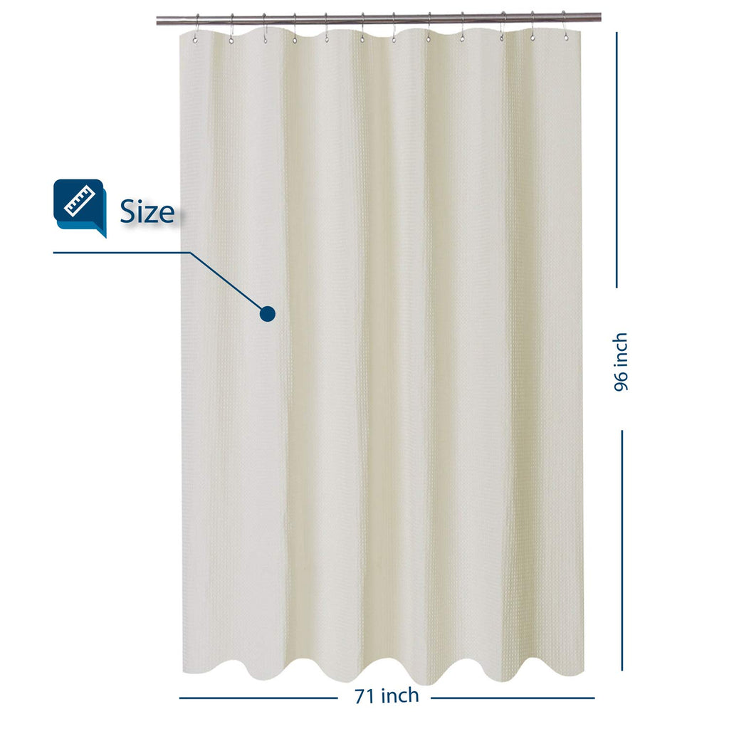 Waffle Weave XLong Shower Curtain Cream 96 Inch Length