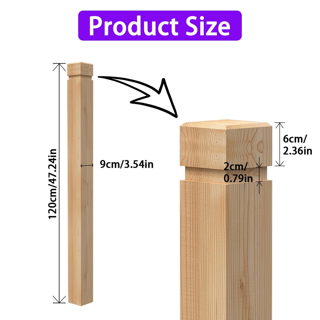 2PCS Newel Post Red Oak 3.5"x48" Premium Hardwood, Staircase Newel Post