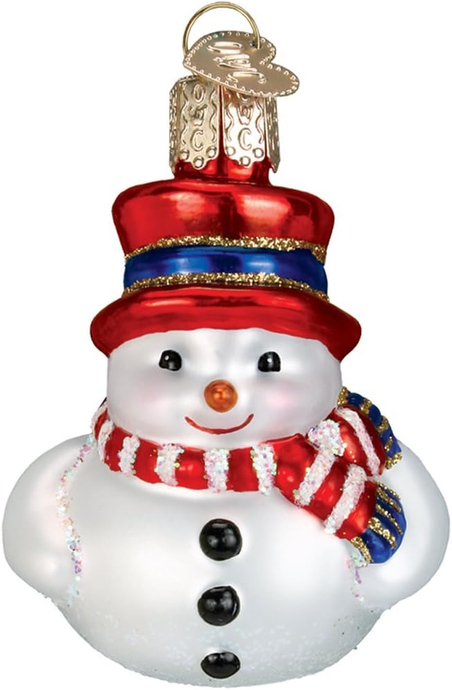 Mini Snowman Set Glass Blown Ornament for Christmas Tree, Handcrafted Holiday Decoration, Set Collection