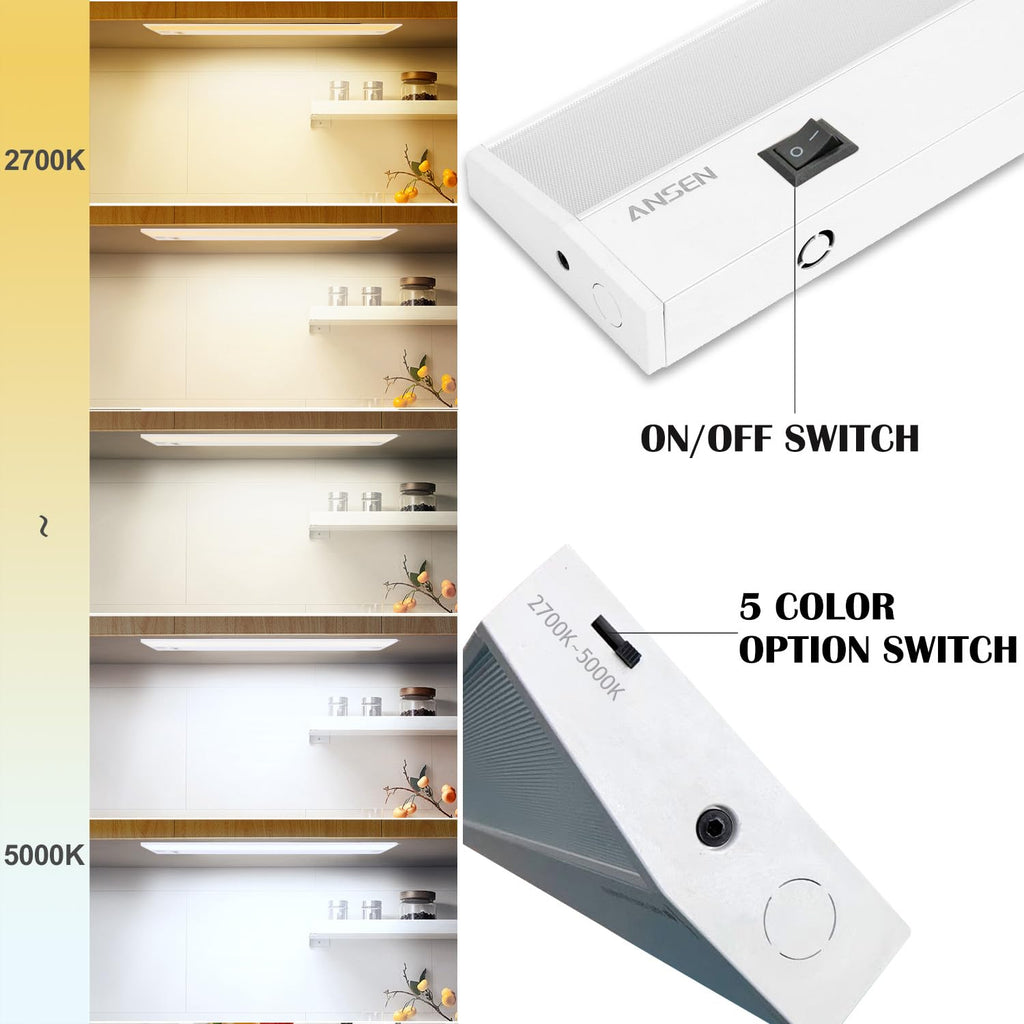 48inch 26w 1720lm Hardwired Under Cabinet Lights, 5CCT 2700K-5000K, CRI 92+, R9 90+, UGR Lower Than 16, LED Dimmable