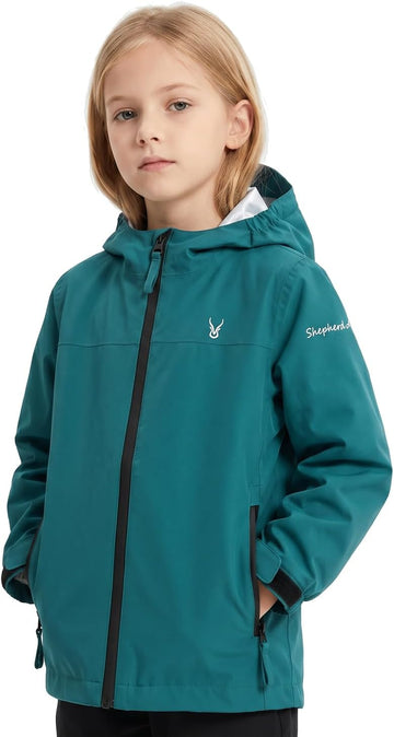 Kids Rain Jacket 20000mm Waterproof Boys Girls Packable Hooded