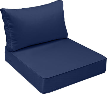 Outdoor Chair Cushions, 24 x 24 x 5 + 13.5 in, Set of 1 | Patio Furniture Replacement Seat Cushions, Fade-Resistant