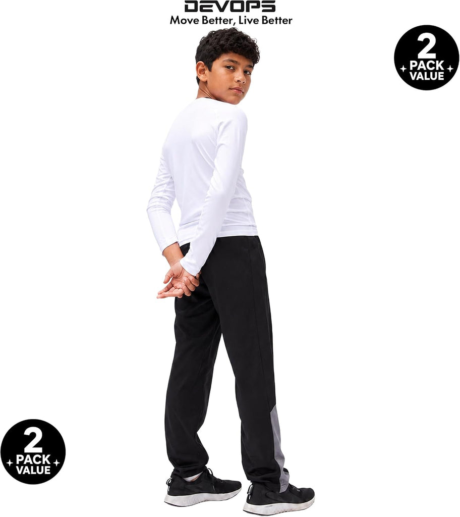 2 Pack Boys Athletic Pants Lightweight Active Track Pants with Pockets