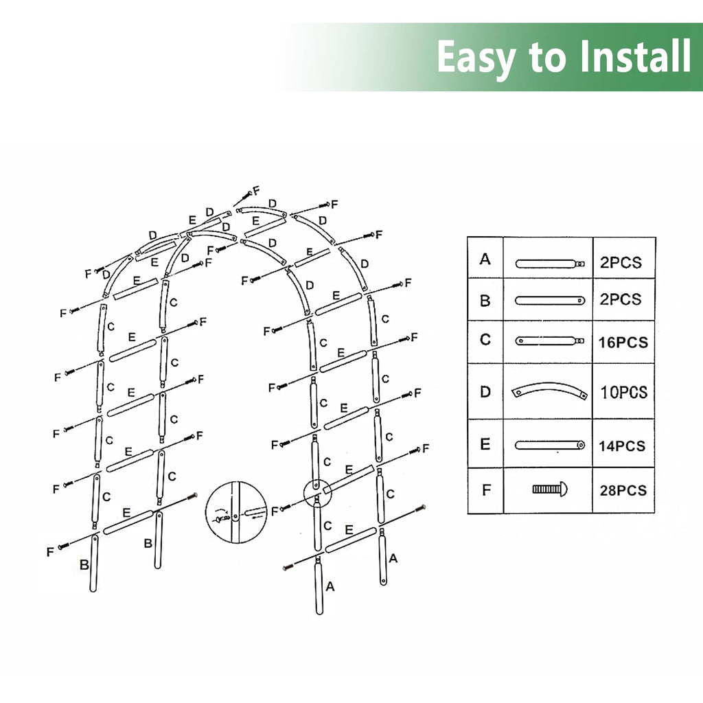 7.9 Ft H x 4.6 Ft W White Metal Pergola Arbor for Various Climbing Plant Wedding Garden Arch Bridal Party Decoration