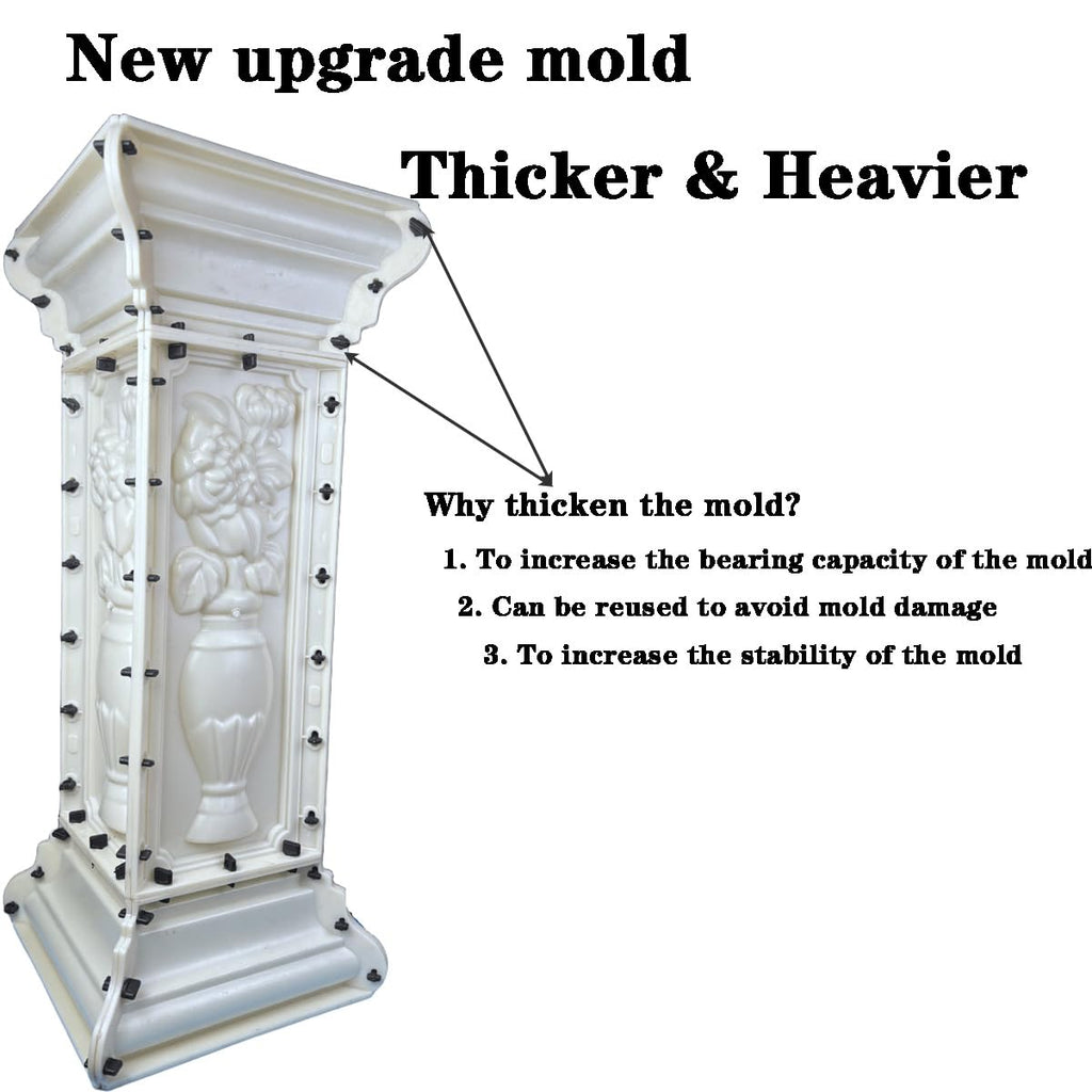 38.18" Height Heavy Duty Pillar Concrete Molds for Balcony - Reusable Thickened Cement Casting Mould, Concrete