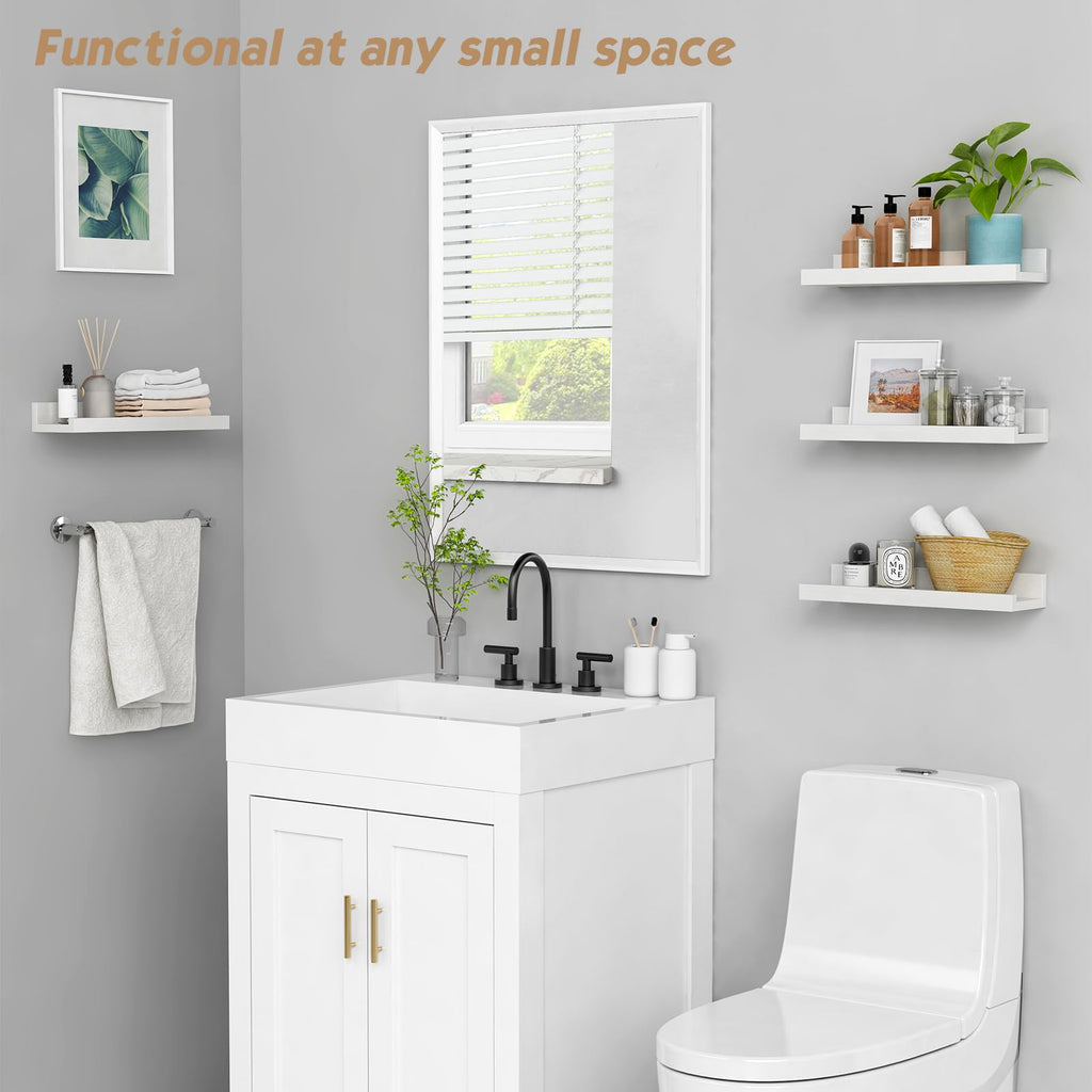16 Inch Picture Ledge Shelf, Photo Floating Shelves with Lip for Wall
