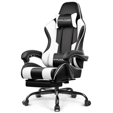 Gaming Chair, Computer Chair with Footrest and Lumbar Support, Height Adjustable Game Chair with 360°-Swivel Seat and