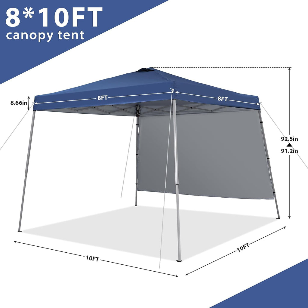 8X10 FT Pop Up Canopy Outdoor Instant Tent Slant Legs with a Sidewall,Equipment Vents