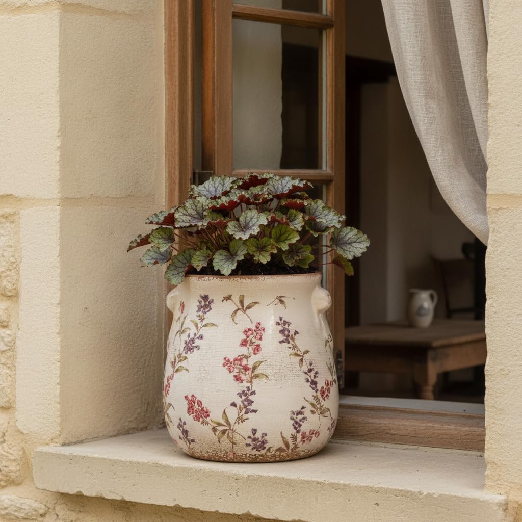 French Country Ceramic Plant Pot & Kitchen Utensil Holder for Countertop