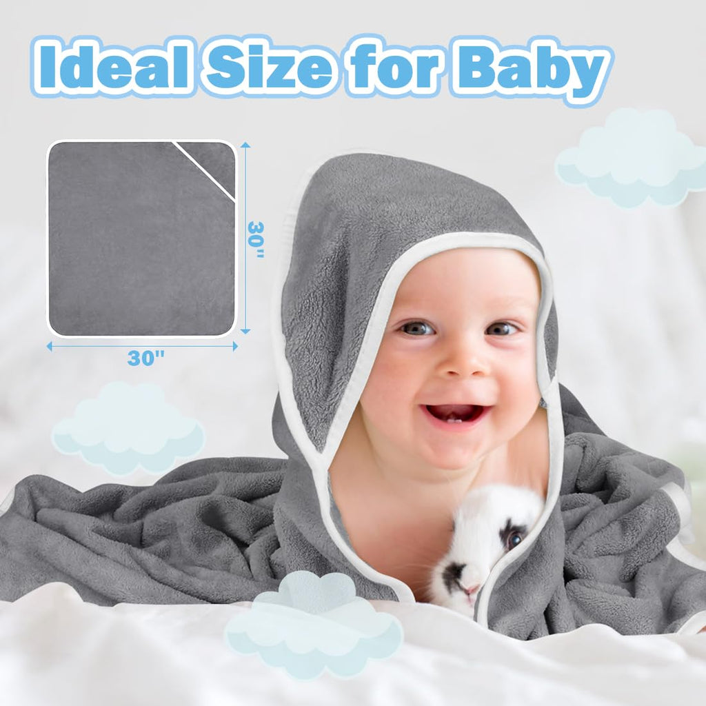 6 Pack Baby Hooded Towel 30 x 30 Inch Super Soft Bath Towel with Hood for Babies, Infant, Newborn Essential - Ideal