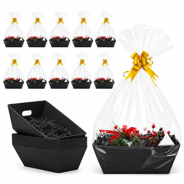 10 PCS Empty Gift Basket Kit with 500g Crinkle Paper Filler 12x10''