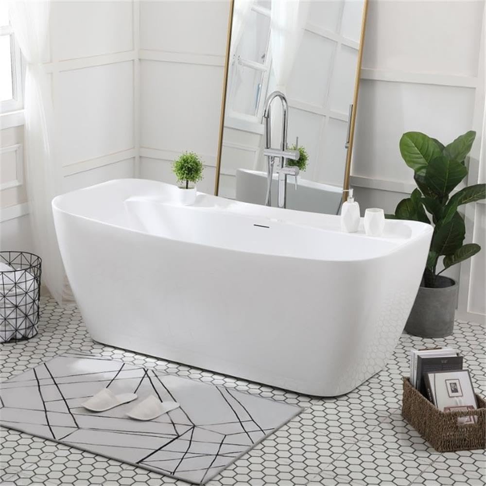Indoor Modern 67 inch Soaking Bathtub in Glossy white - 67x30.7x25.5