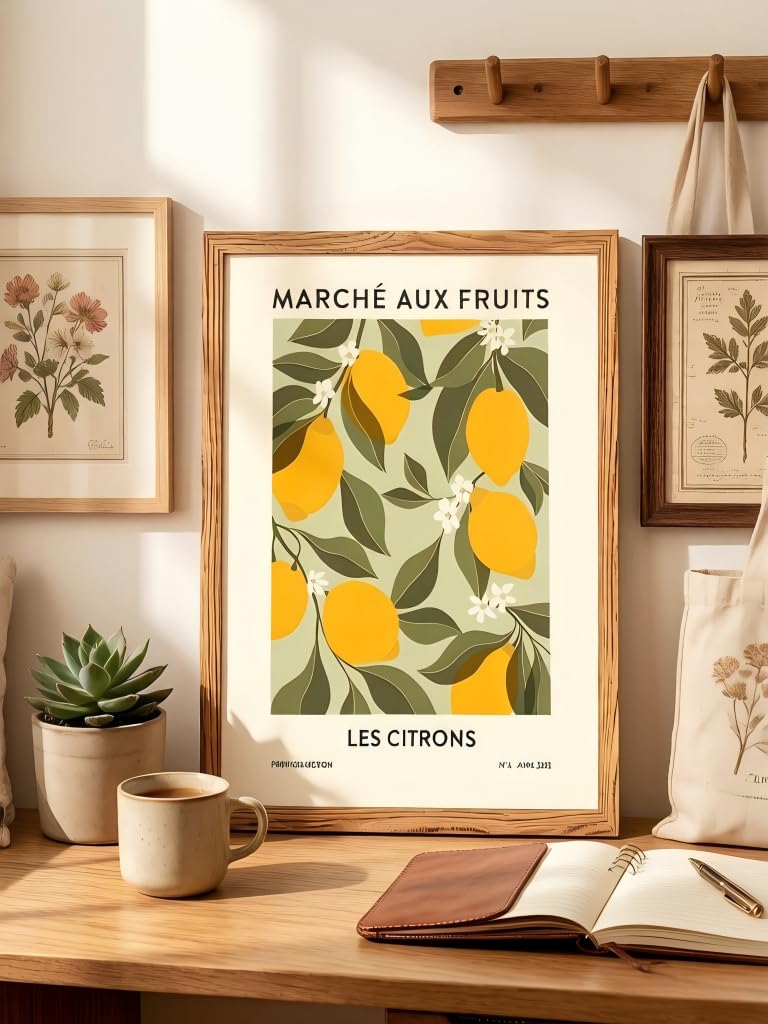 Fruit Market Vintage Lemon Kitchen Framed Canvas Wall Art 16x24in
