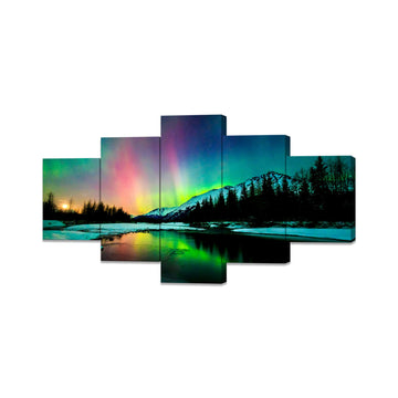 5 Piece Aurora Borealis Wall Art Poster Northern Lights Canvas Pictures Painting Alaska Artwork Office Wall Decor
