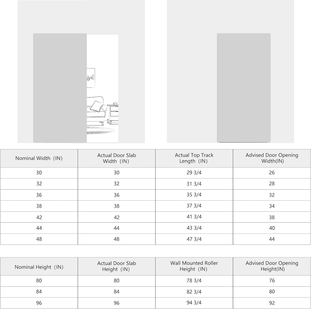40"x86" Concealed Sliding Barn Door with Soft Close Hardware Kit, White Hidden Door for Opening 32"-