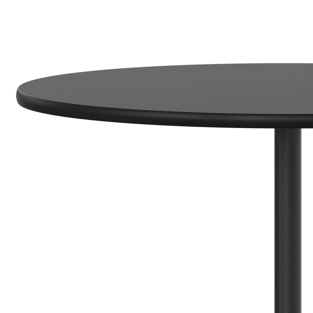 30 in Wood Round Cocktail Table, Black