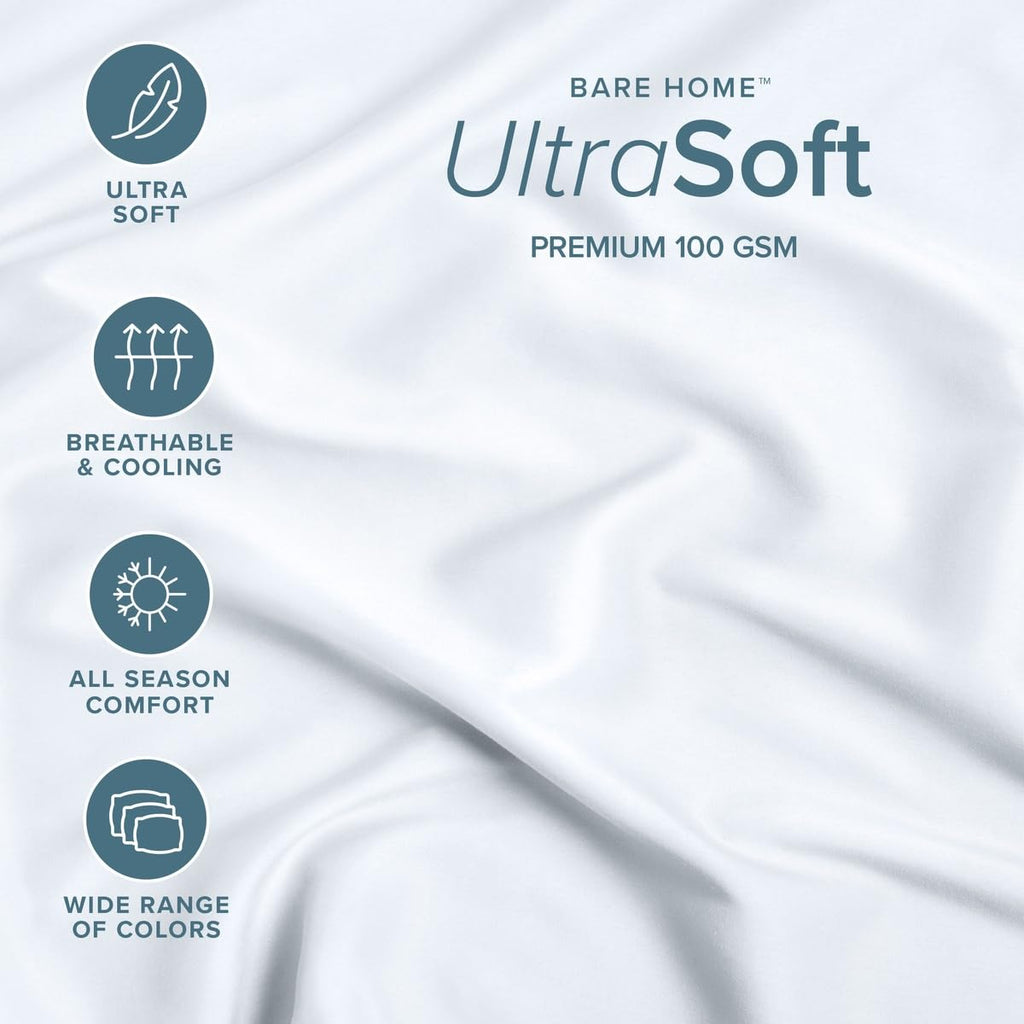 2-Pack Fitted Sheet 1800 Ultra-Soft (Twin XL, White)