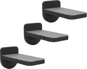 Set of 3 Black Cat Wall Climbing Steps, Wall Mount Floating Shelves