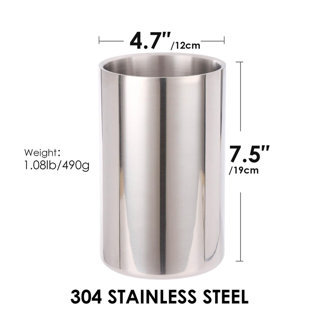 Double Wall Utensil Holder, 304 Stainless Steel Sleek Holder for Countertop