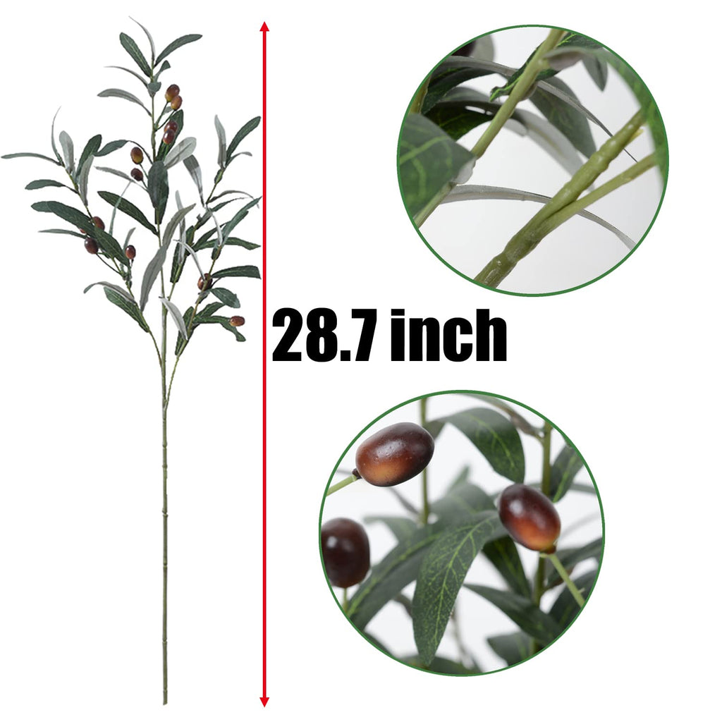 Olive Branches for Vases Artificial Olive Branches Faux Tree Branches Stems for Vase (3 Branches, 28.7 inch/Each)
