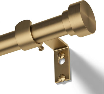 Brass Gold Curtain Rod, Brushed Warm Gold 1" Adjustable Long Heavy Duty Curtain Rods for Windows