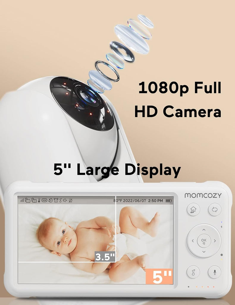 Video Baby Monitor, 5" 1080P HD Baby Monitor with Camera and Audio