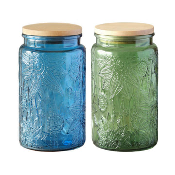 Set of 2 Glass Jar with Lid, 34oz Coffee Canister