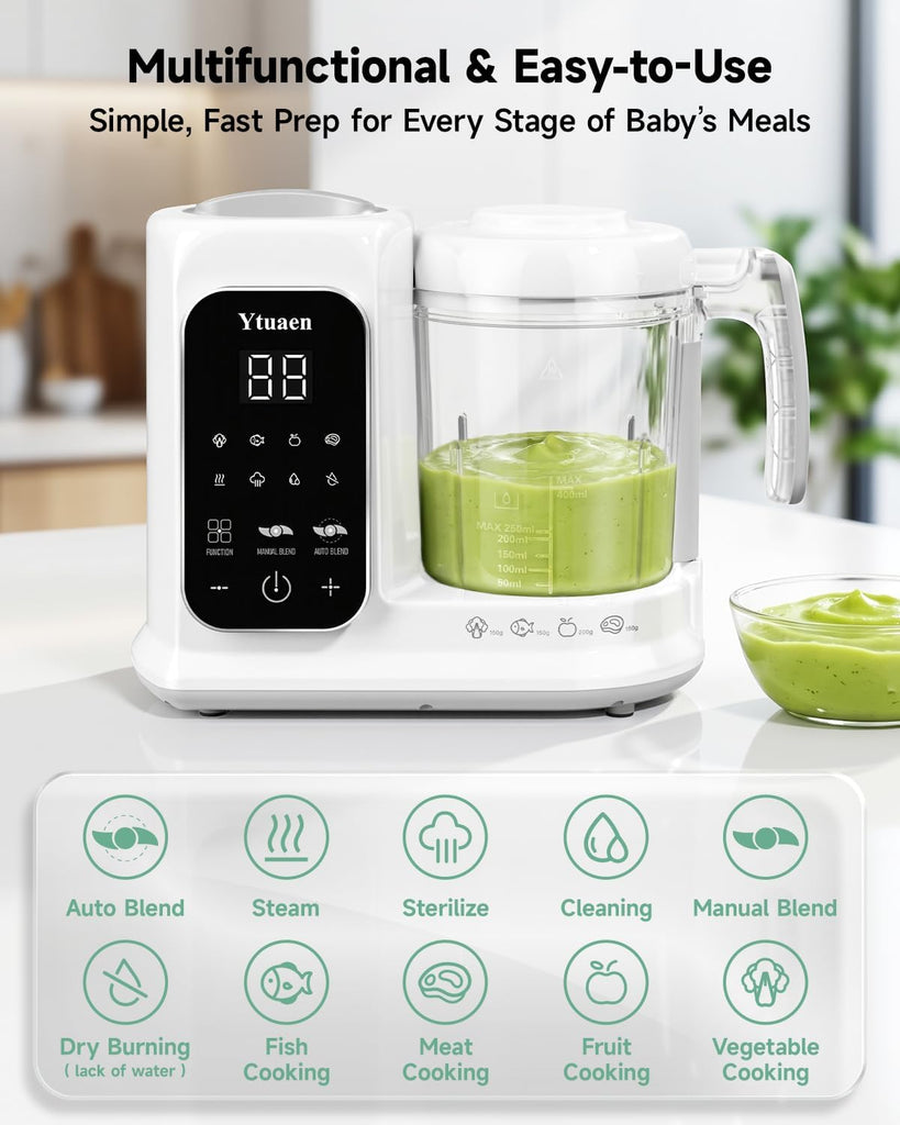 Food Maker with Large Steam Basket Onestep Baby Food Processor Steamer with Steam & Grinding, Auto Cooking
