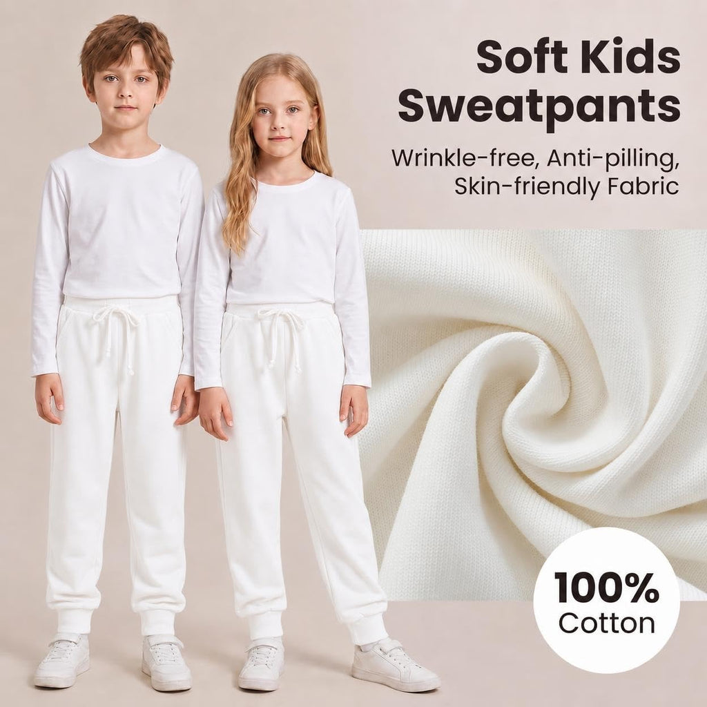 Kids' Solid Color Drawstring Cotton Sweatpants Jogger Pants for Boys & Girls