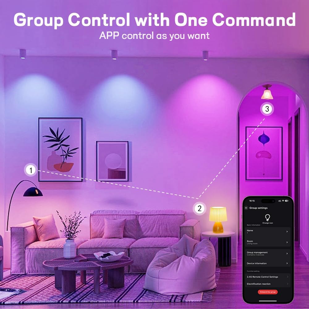 Smart Led Light Bulbs, Wi-Fi Magic Home Light Bulbs for Alexa & Google Assistant, E26, A19 Music Sync Color Changing